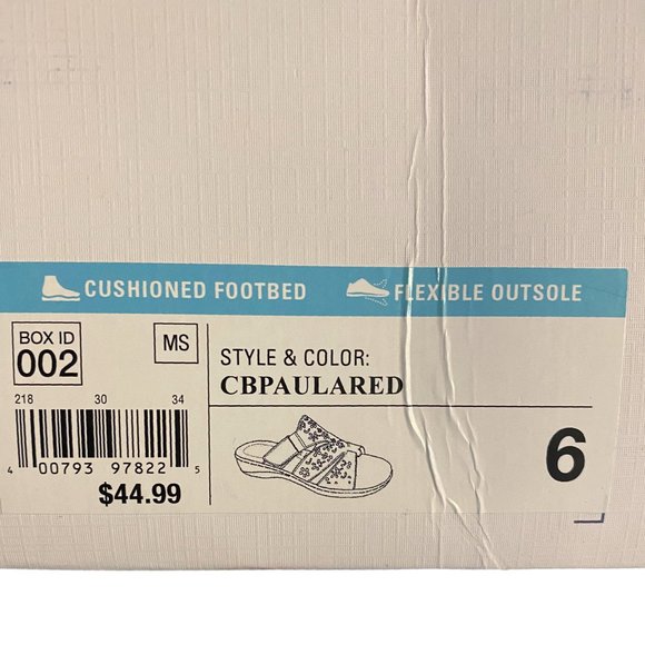 Croft & Barrow Paula Slip On Sandal Slide Red Faux Leather Laser Cut Details - Picture 9 of 9